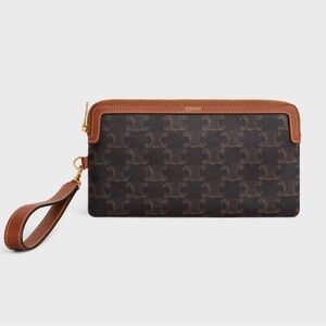 Celine Long Pouch with Strap in Triomphe Canvas and Calfskin